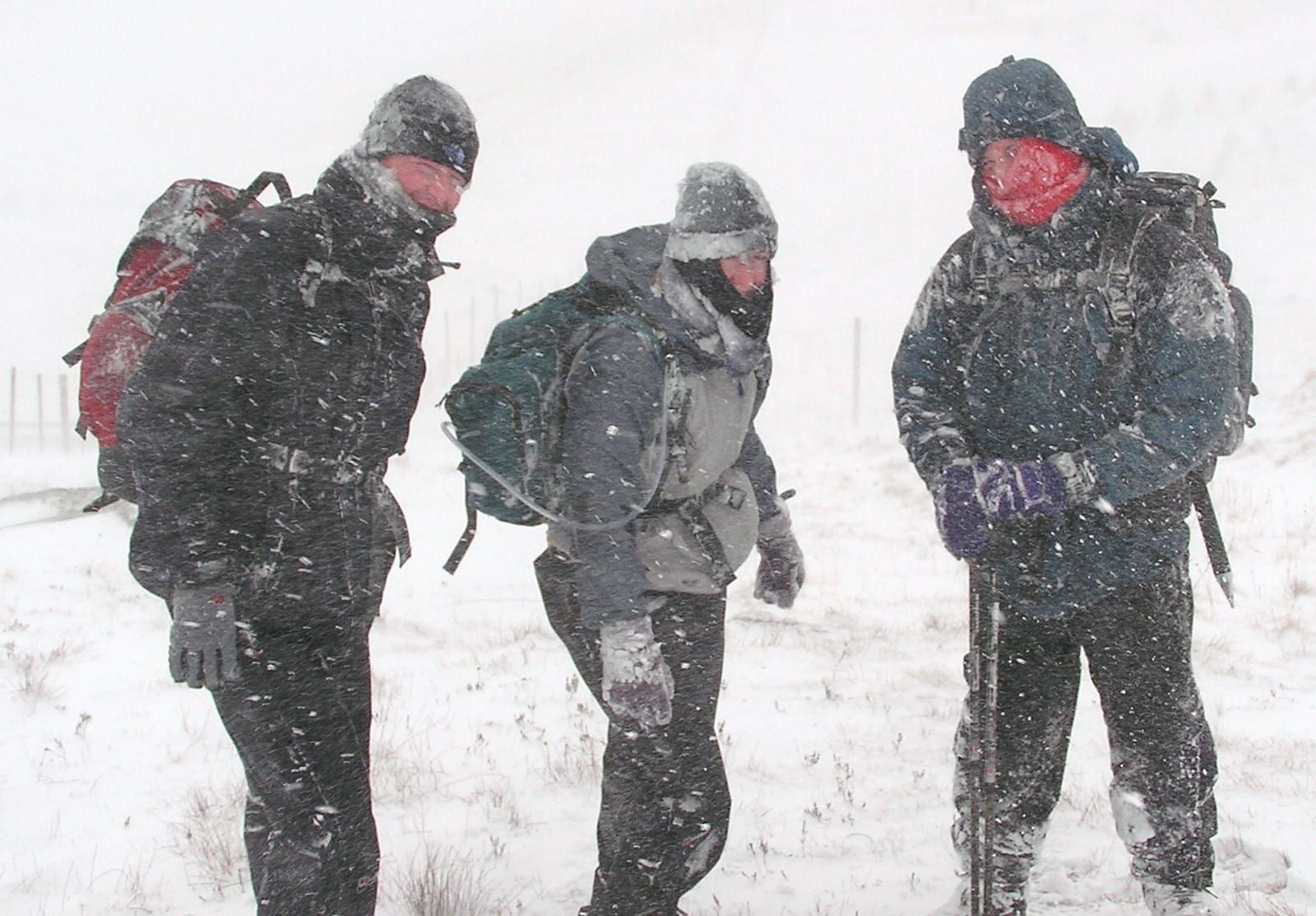Wild winter conditions on Ben Challum with heavy snow and zero visibility